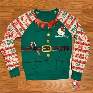 Hello Kitty ugly Christmas sweater long-sleeve elf costume design Kids Small NWT